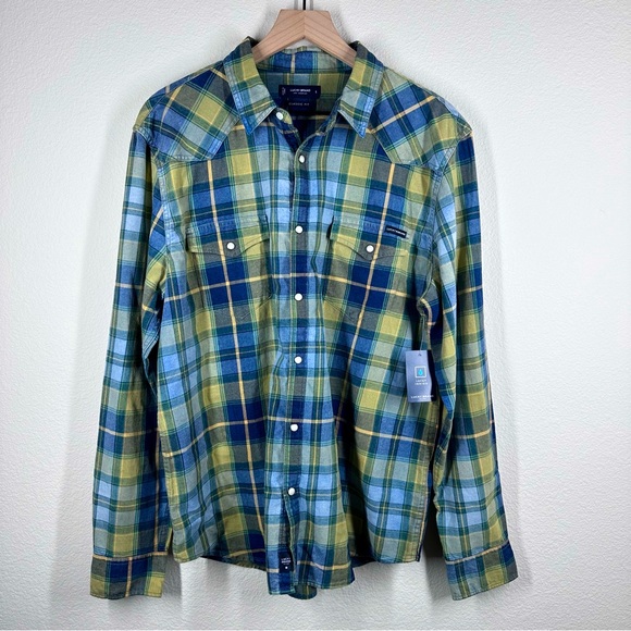 Lucky Brand 100% Cotton Western Pearl Snap Long Sleeve Button Up Shirt Large NWT - Picture 8 of 12